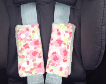 Baby car seatbelt cover floral flowers Laura Ashley Fabric baby shower gifts