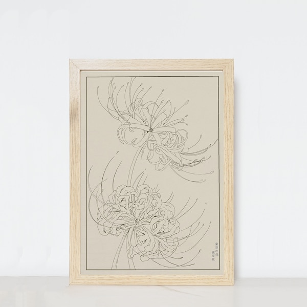 Illustration de fleur japonaise imprimé sur papier teinté épais