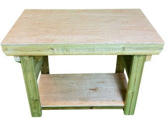 Banco de trabajo de madera contrachapada de alta resistencia. Mesa de trabajo robusta. *Grabado gratuito*