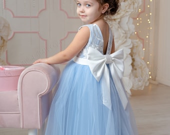 pale blue flower girl dresses