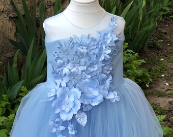 flower girl dresses steel blue