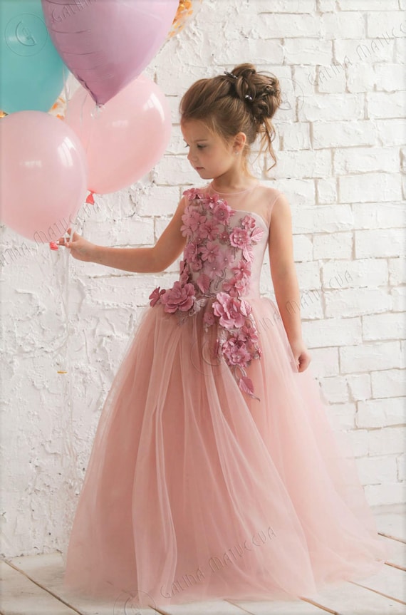 pink flower girl dresses