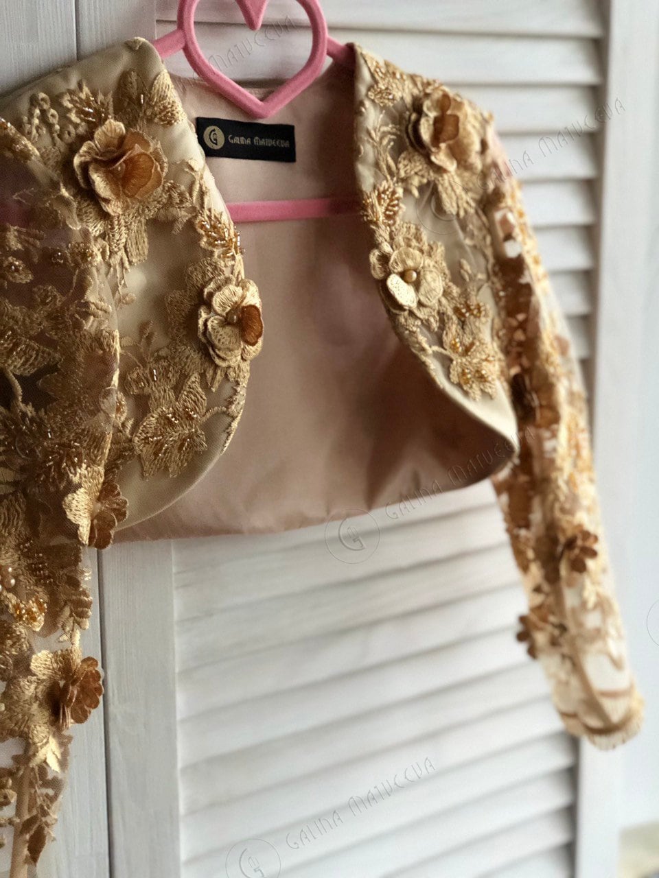 Lace Bolero with long sleeves Golden Bolero Short Jacket for Etsy