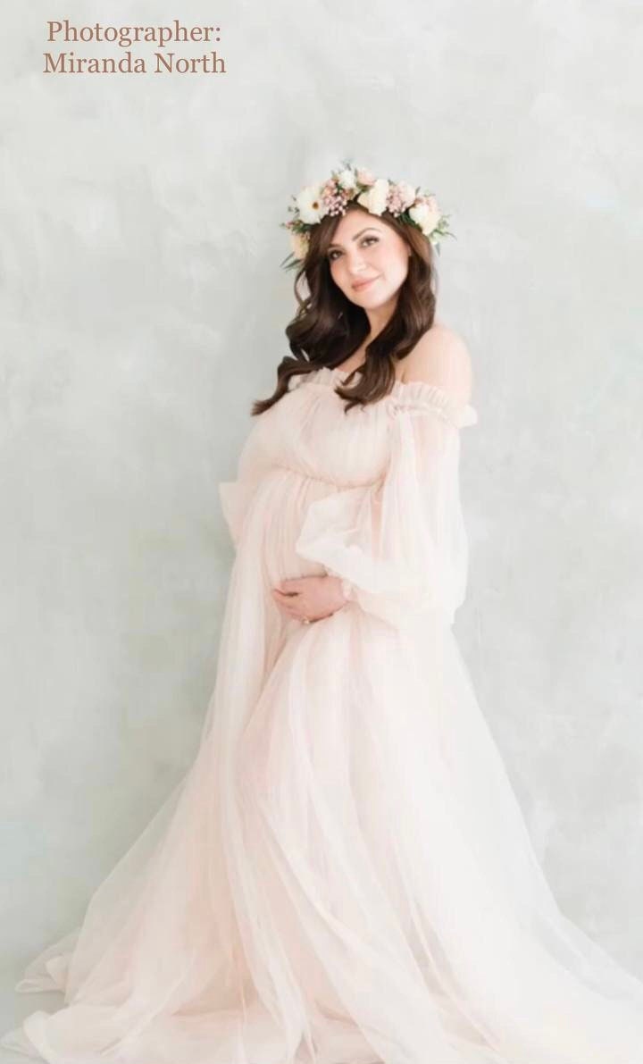 knee length dresses for ladies Pinkblush Maternity Pink Solid Off Shoulder Maxi Dress