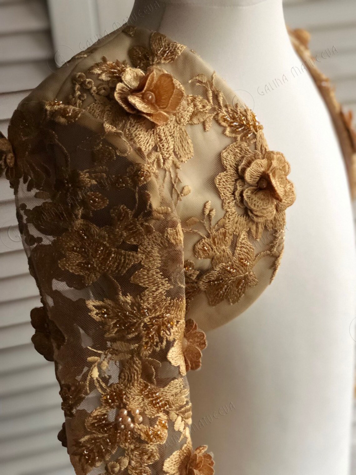 Lace Bolero with long sleeves Golden Bolero Short Jacket for Etsy