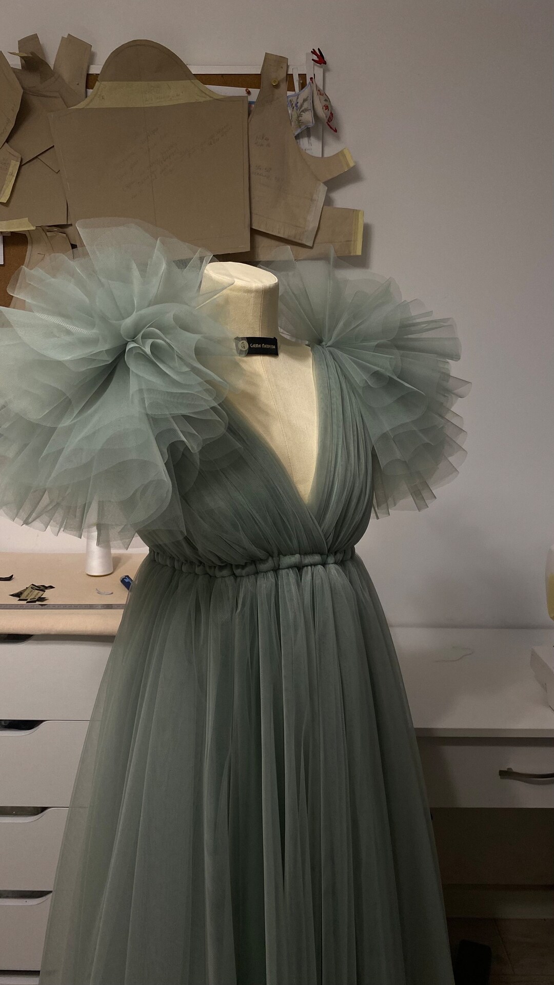 green tulle maternity dress Kate Green Spring Tulle Custom Maternity Photoshoot Gowns