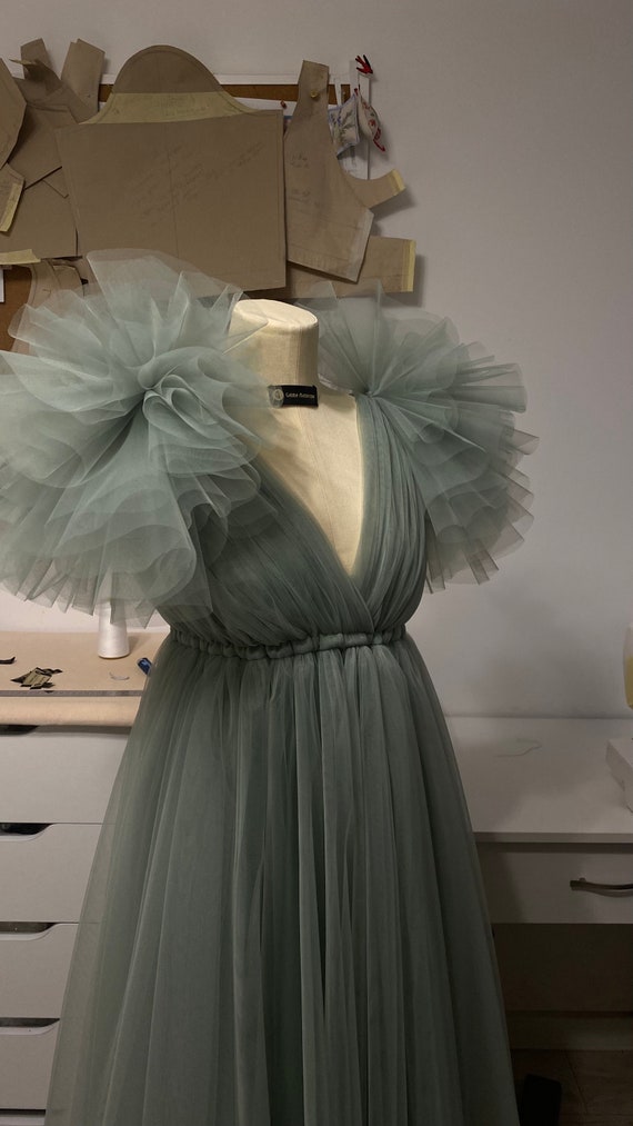 green tulle maternity dress Mint Green Smocked Tiered Tulle Maternity Midi Dress – PinkBlush
