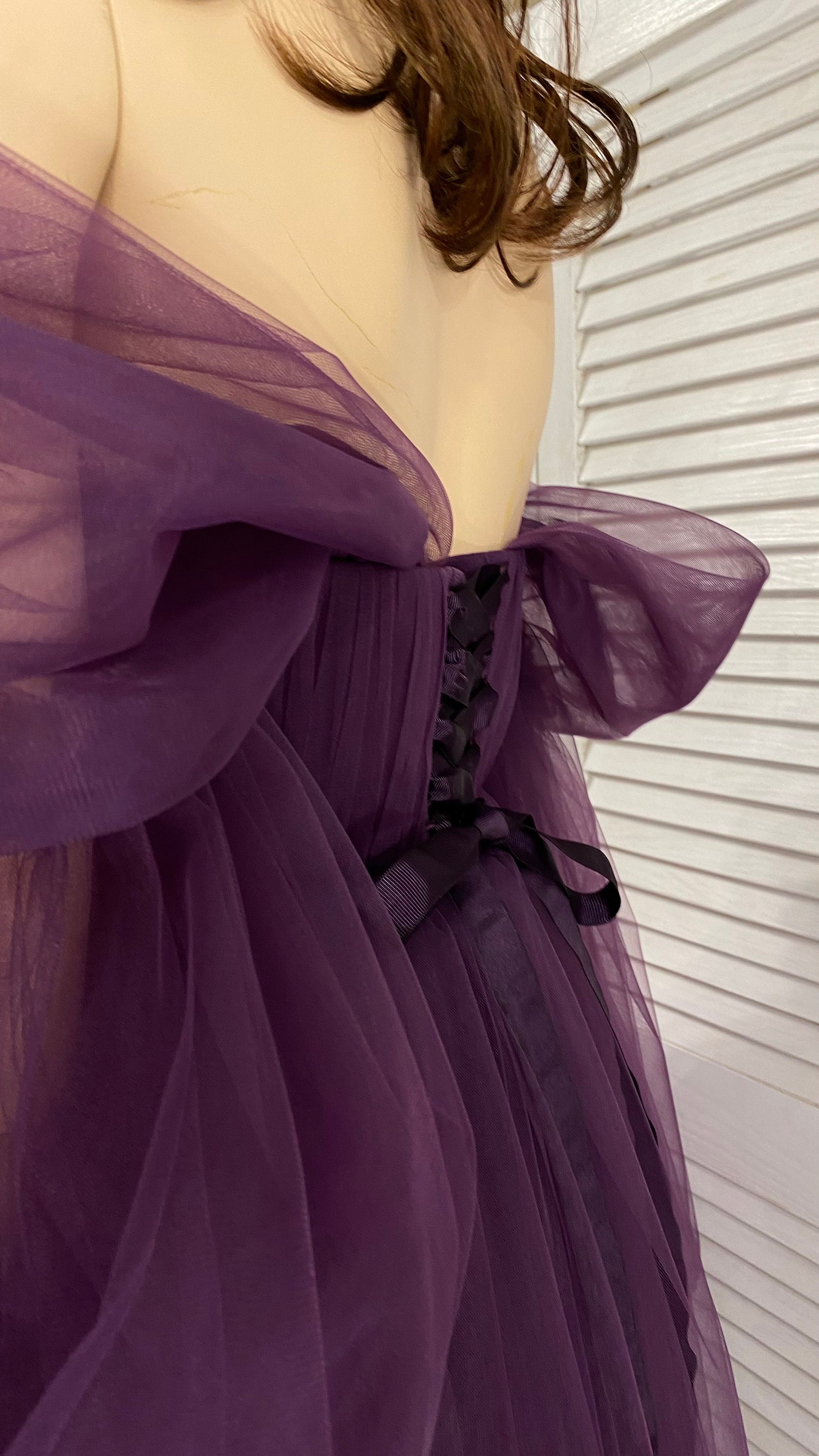 purple tulle maternity dress Lilac Maternity Photoshoot Dress, Maxi Tulle Woman Dress, Long Sweep Train, Floral Lace, Infinity Dress, Wedding Pregnancy Gown, Baby Shower