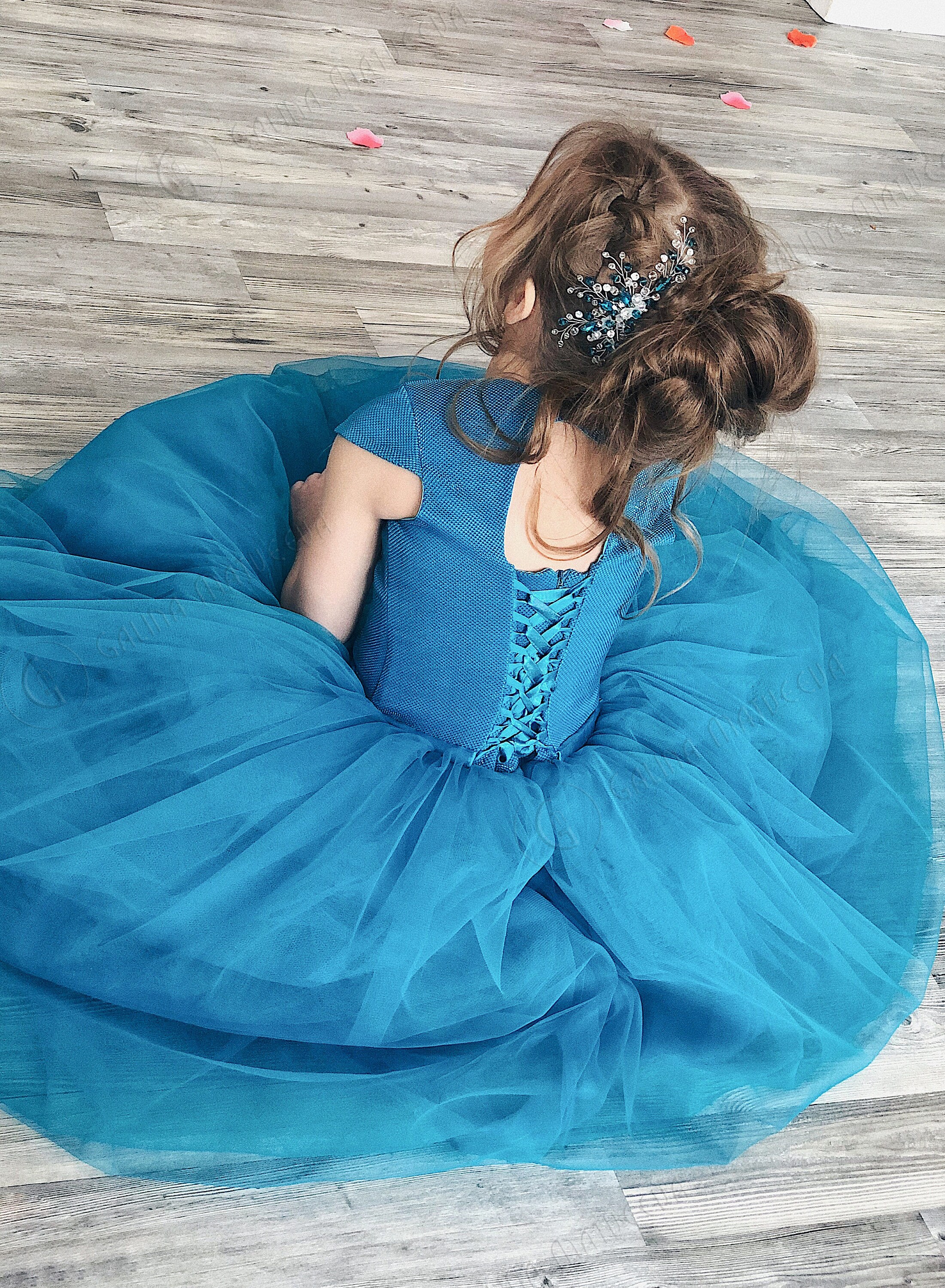 Teal Flower Girl Dress Birthday Wedding Party Holiday Etsy