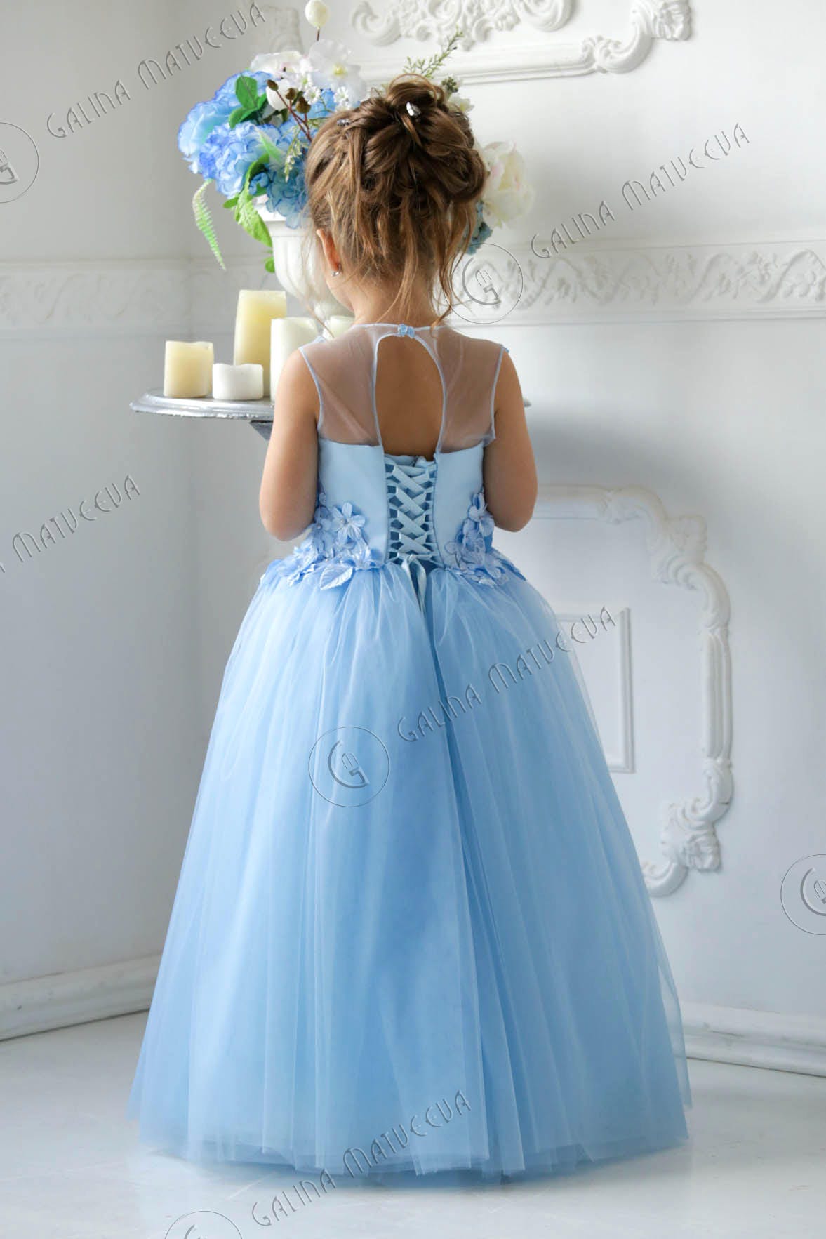 Sky Blue Flower Girl Dress First Birthday Dress Blue Tutu Etsy UK