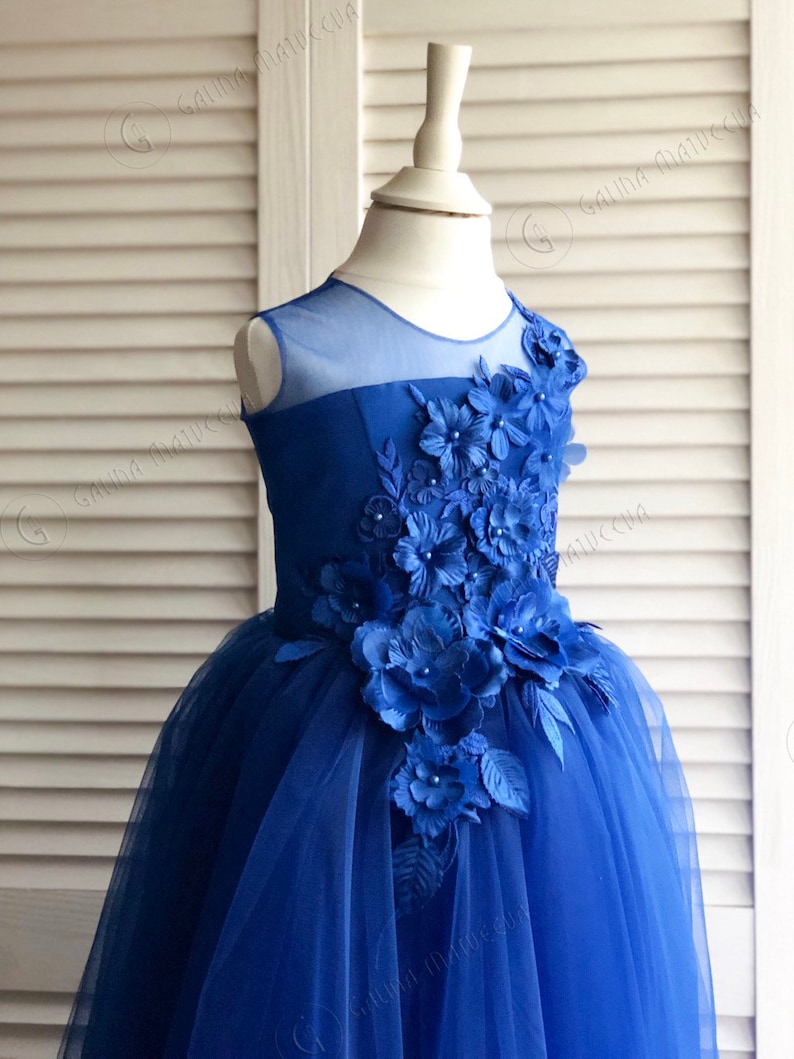 Royal Blue Flower Girl Dress Classic Blue Flower Girl Dress Etsy