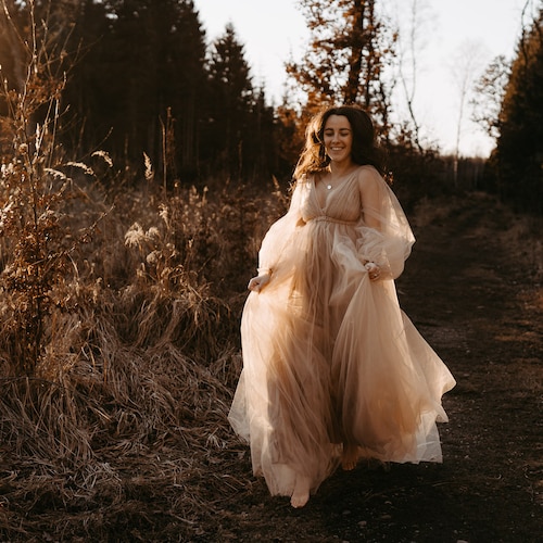 Beige Tulle Maternity Gown: Long Sleeve Photo Shoot Dress - Etsy Beige Tulle Maternity Gown: Long Sleeve Photo Shoot Dress - Etsy