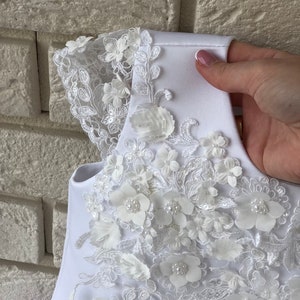 Weißes Erstkommunionkleid Blumenmädchen Kleid Weiß Tutu Rock-Geburtstag HochzeitSparty Urlaub Brautjungfern Blumenmädchen Weiß Tüll Spitzenkleid