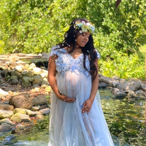 Dusty Blue Maternity Dress for Photo ...