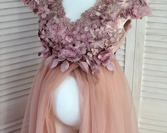 Open Front Blush Maternity Dress For Photo Shoot Pink Maternity Gown Dusty Rose Long Maternity Dress Maternity Floor Length Blush Pink Dress