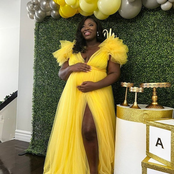 yellow baby shower dress