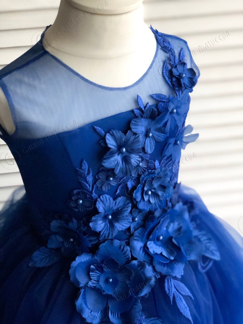 Royal Blue Flower Girl Dress Classic Blue Flower Girl Dress Etsy