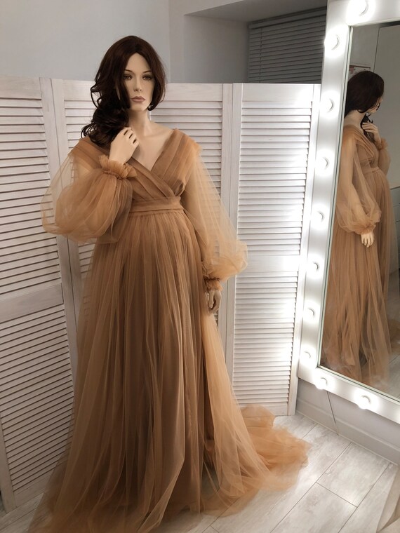 Olisa Satin Aternity Dress For Photoshoot Off Shoulder Velvet Babyshower Bridal Pregnancy Gown