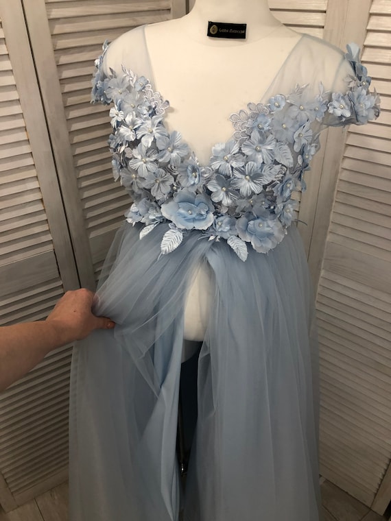princess polly baby blue dress 3D Dresses, Prom Dresses with 3D Flowers and Details main image 1