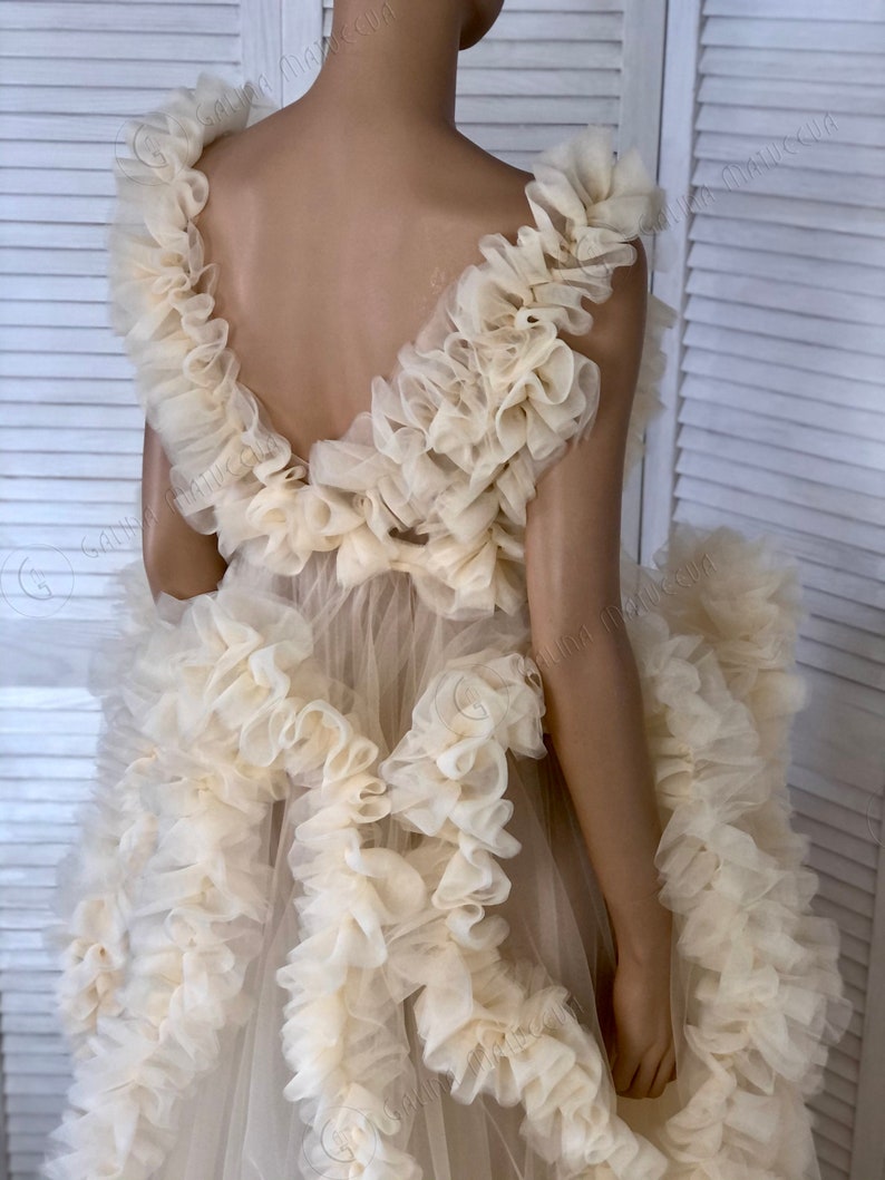 Champagne Maternity Dress for Photo Shoot Dress Ruffle Tulle Etsy