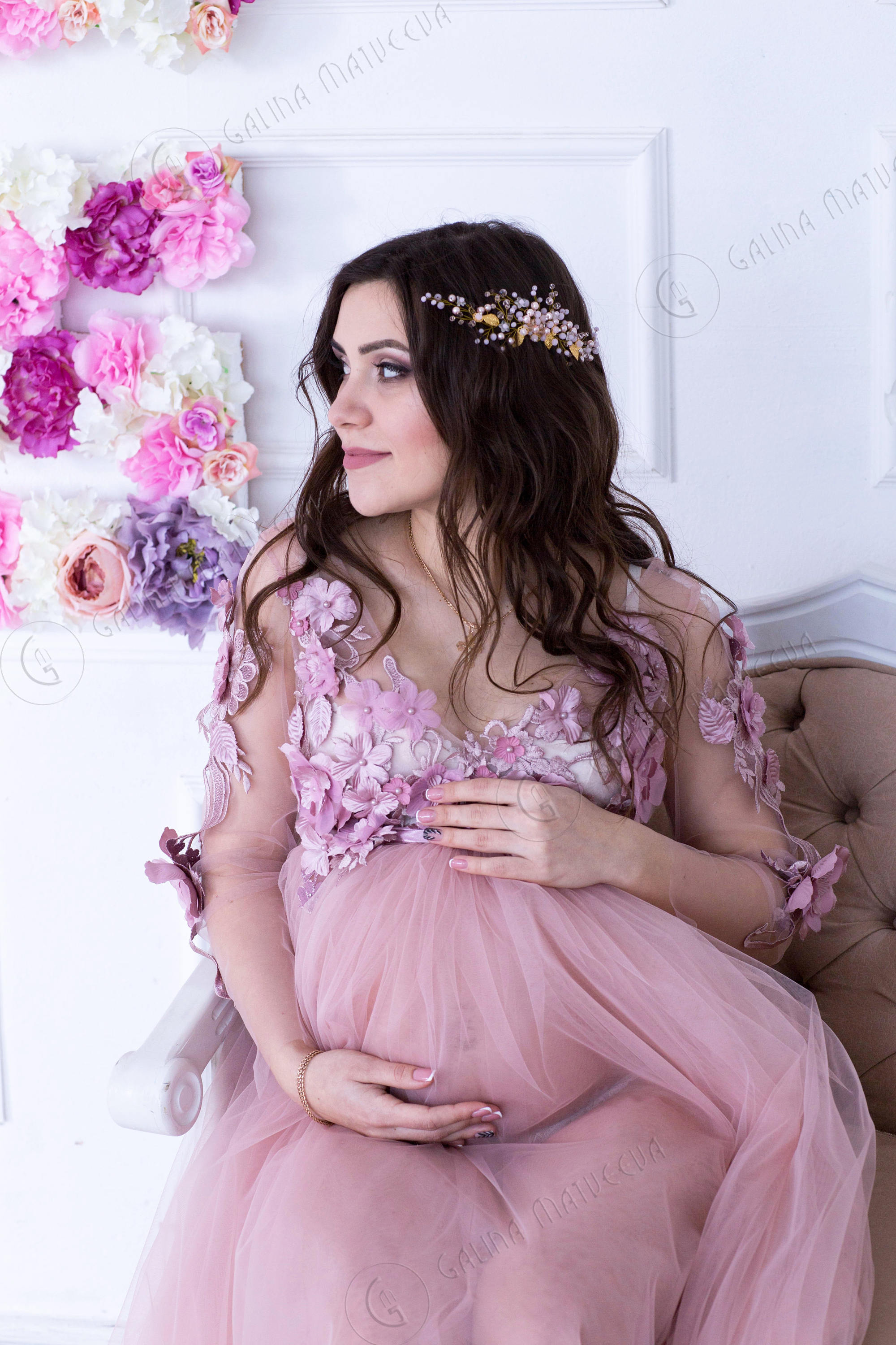 blush maternity dress