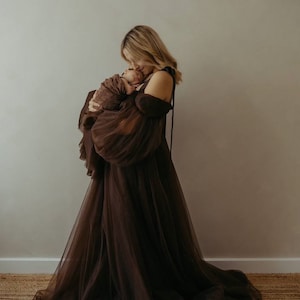 Brown Maternity Dress For Photo Shoot Baby Shower Long Sleeves Dress Wedding Dress Maternity Gown Long Maternity Dress Floor Length Dress