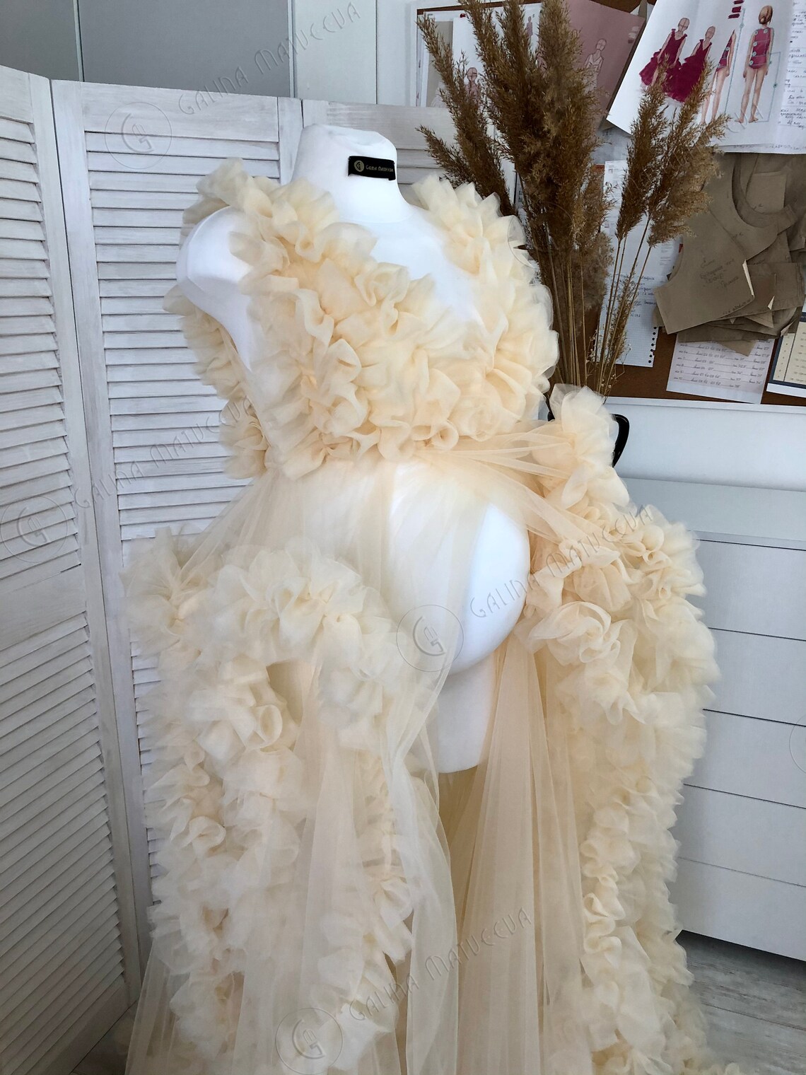 Champagne Maternity Dress for Photo Shoot Dress Ruffle Tulle Etsy