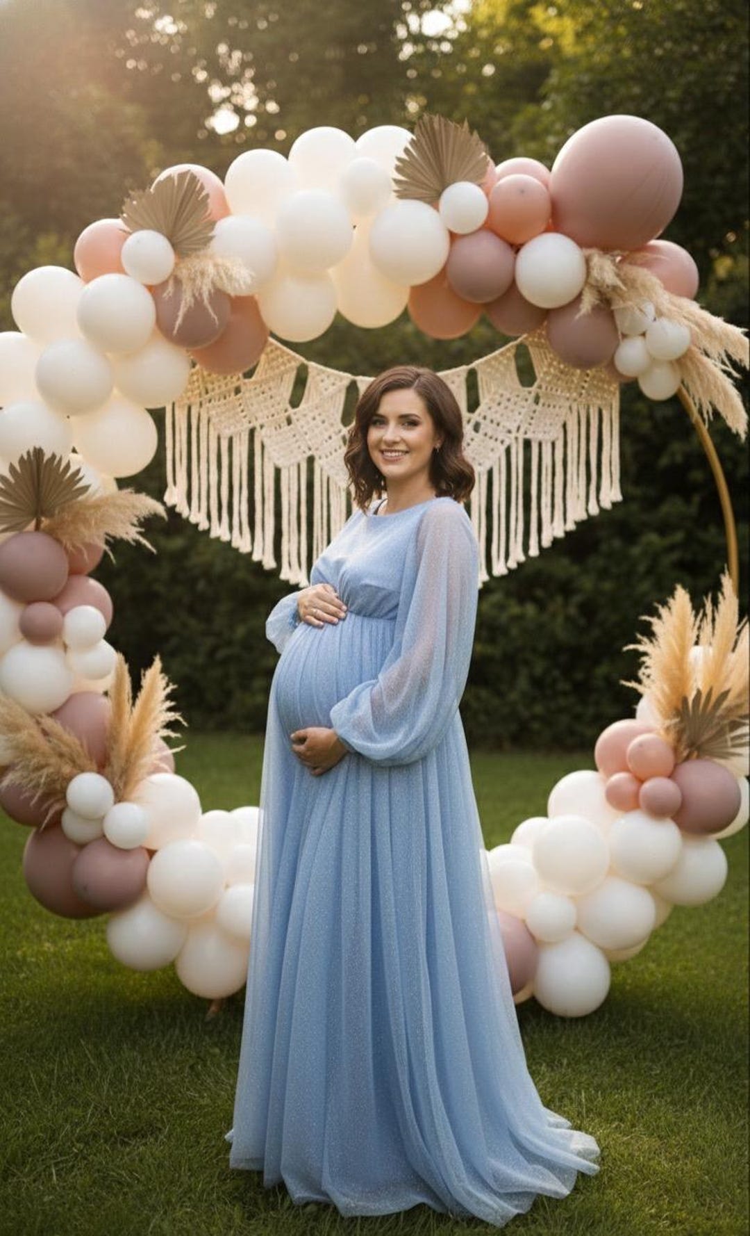 dusty blue maternity dress PinkBlush Blue Lace Overlay Maternity Maxi Dress main image 0
