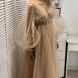Maternity Dress For Photo Shoot Baby Shower Long Sleeves Dress Maternity Gown Blush Long Maternity Dress Floor Length Blush Pink Dress