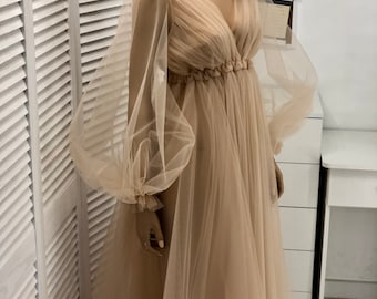Maternity Dress For Photo Shoot Baby Shower Long Sleeves Dress Maternity Gown Blush Long Maternity Dress Floor Length Blush Pink Dress