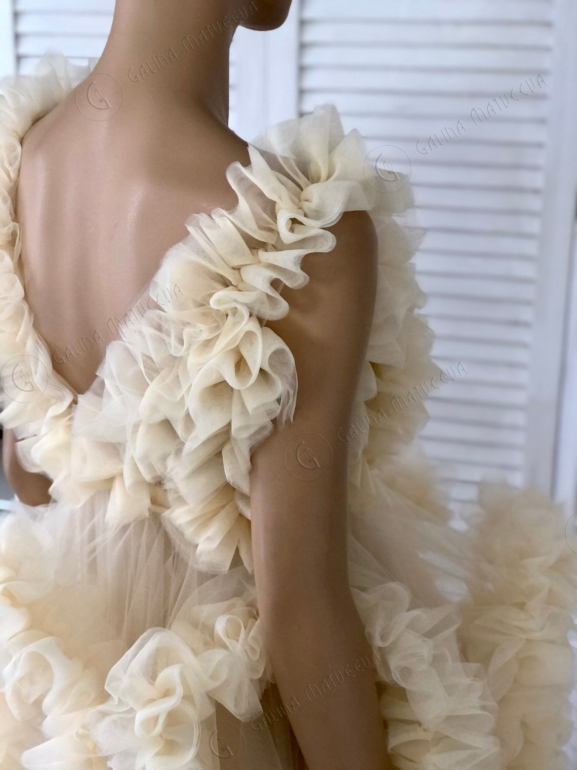 Champagne Maternity Dress for Photo Shoot Dress Ruffle Tulle Etsy