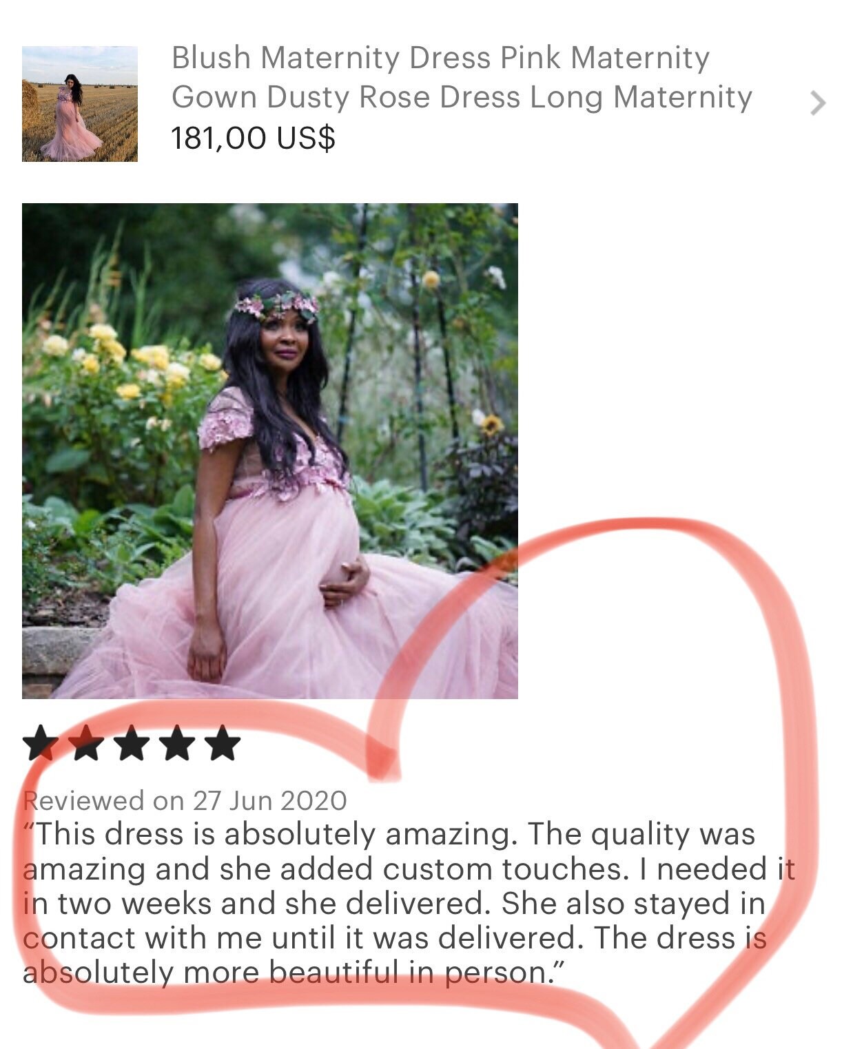 Rose pink top maternity dress