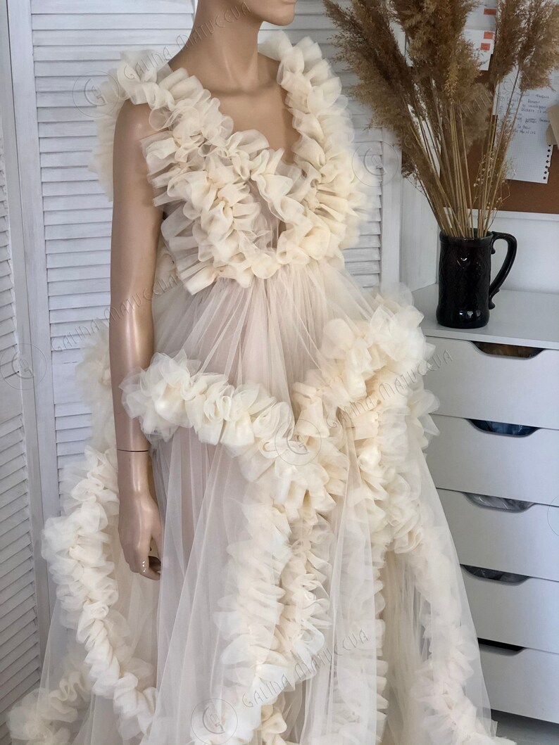 Champagne Maternity Dress for Photo Shoot Dress Ruffle Tulle Etsy