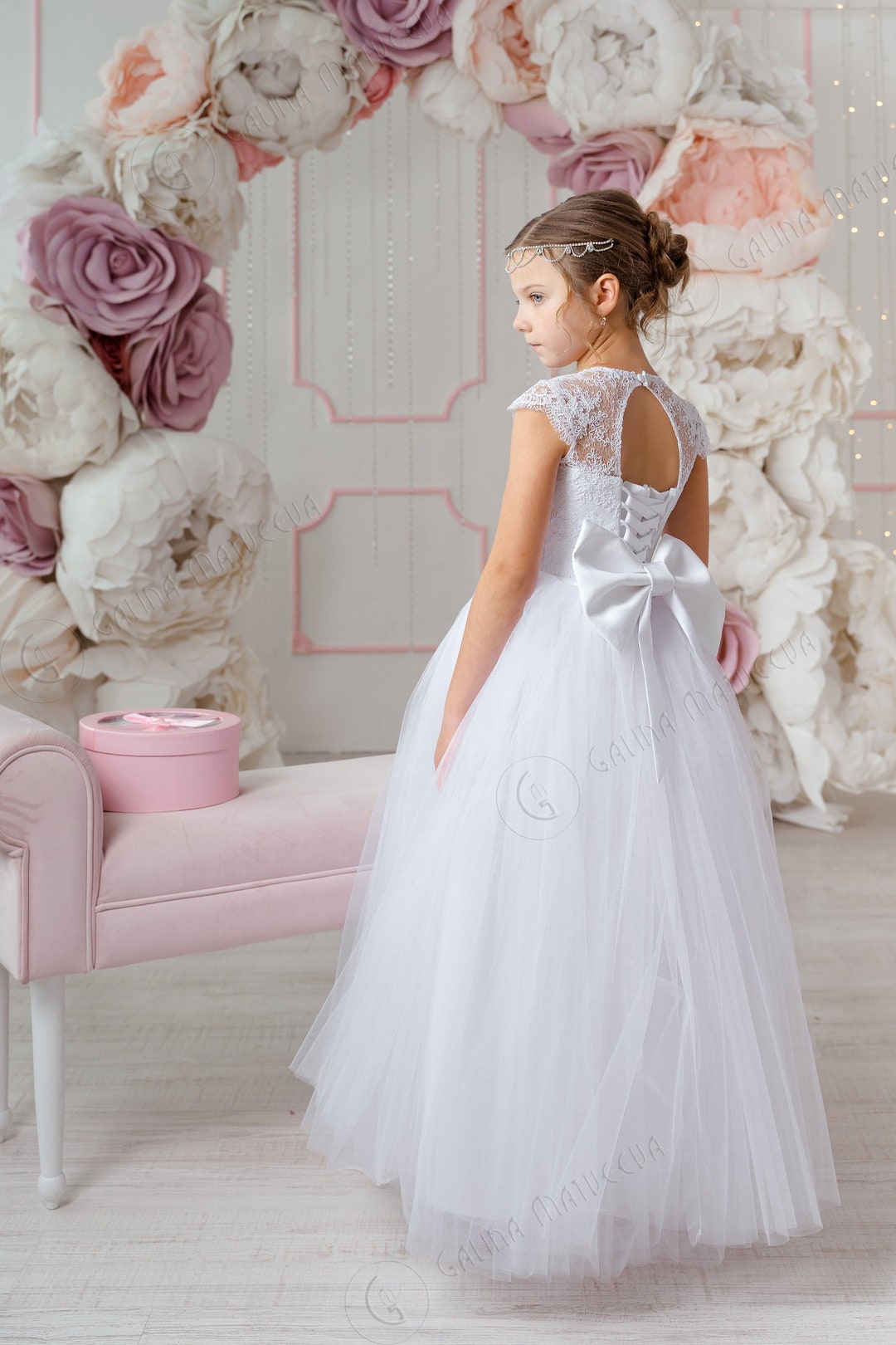 Encaje Vestidos Blancos Para NiÃ±as Elegantes Encaje Vestido De