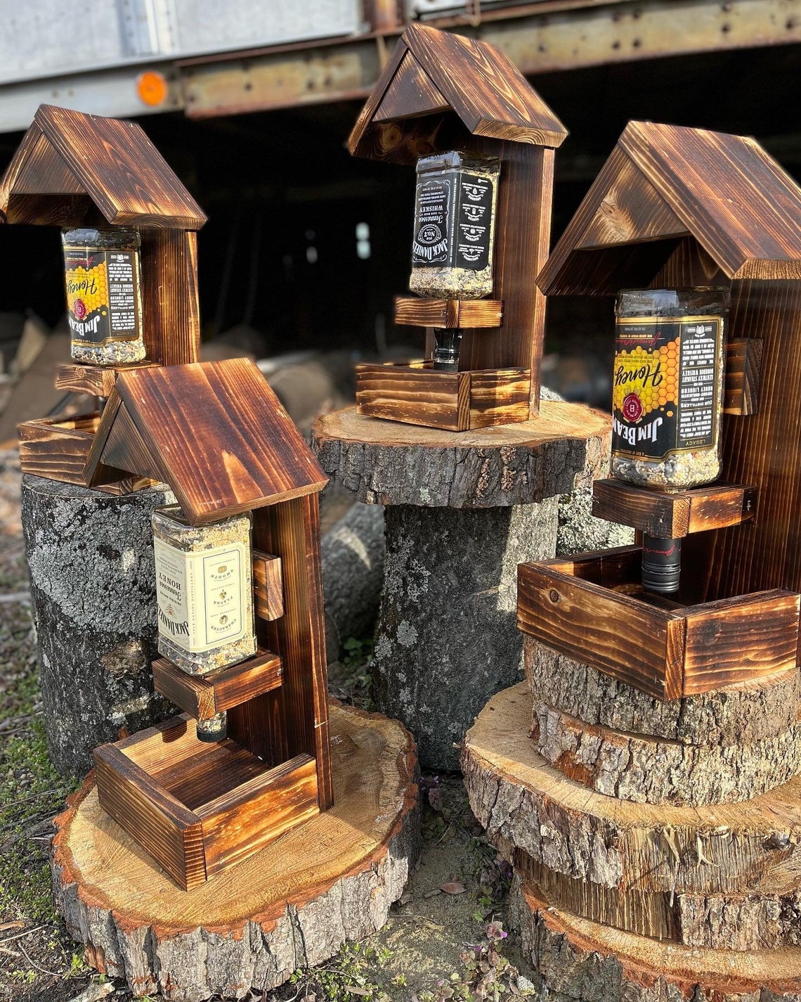 Whiskey Bottle Bird Feeder Etsy