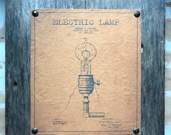 Glühbirne-Patent-Zeichnung-Plakette