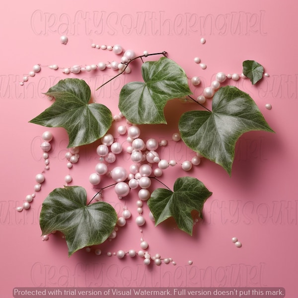 Screensaver background   pink pearls and ivy background PNG sublimations digital image decal  . Instant download. j15