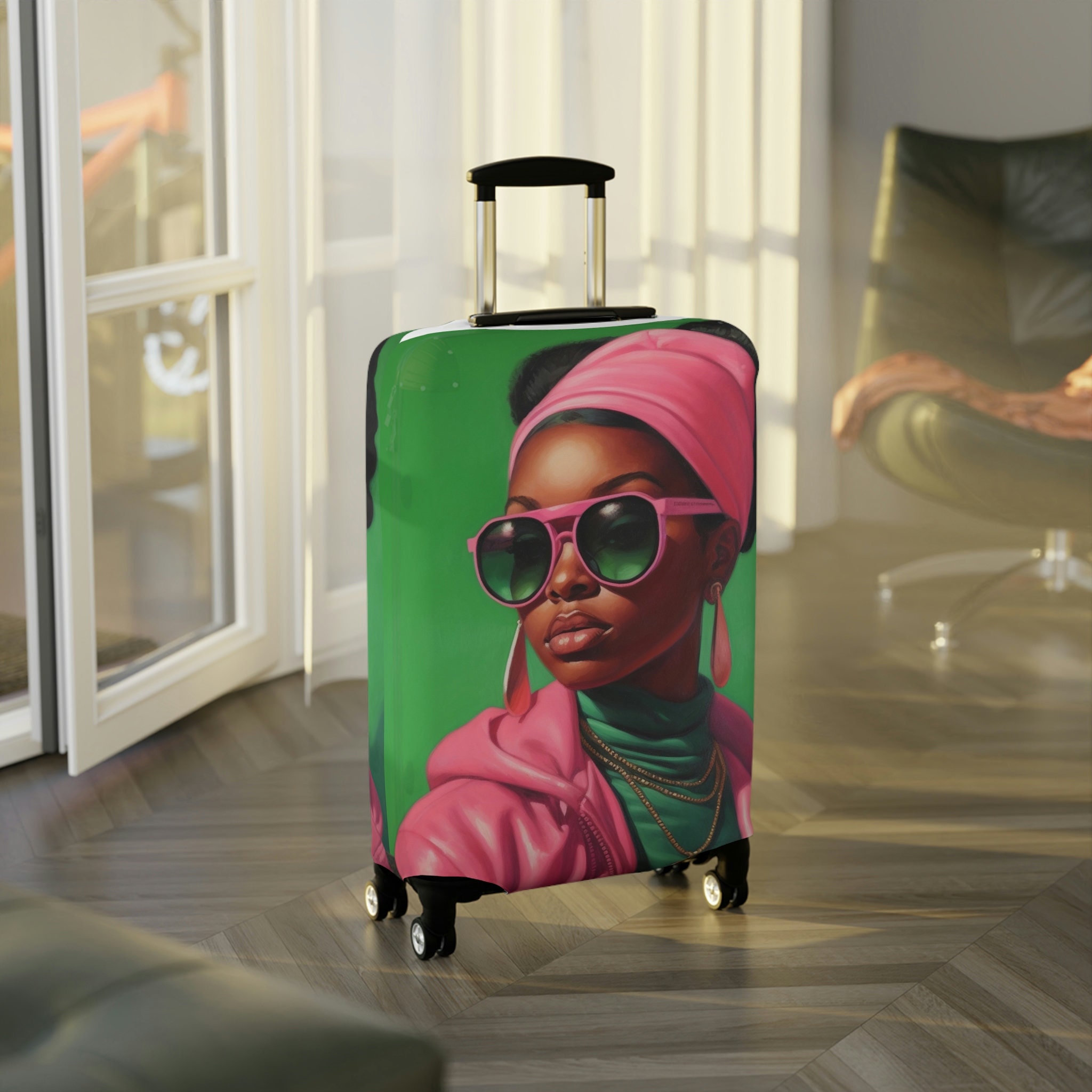 AKA Inspired Luggage Cover, African American Luggage Cover
