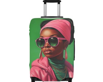 Pink & Green Luggage Cover - Travel Suitcase Protector
