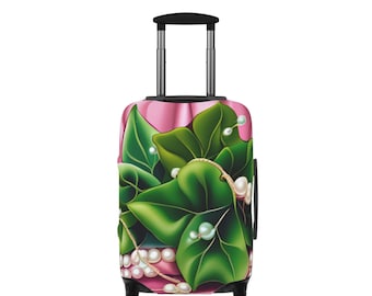 Ivy Leaves and Pearls Luggage Cover | Floral Travel Accessory
