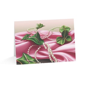 Cartes de voeux (1, 10, 30 et 50 pièces) cartes de correspondance voyage anniversaire vacances Noël homologation AKAcadeau de revers j15 perles de lierre rose vert