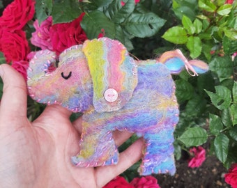 Handmade felt - elephant - felted elephant - hanging home decor - gift for home - gift for nursery - Handmade in Scotland