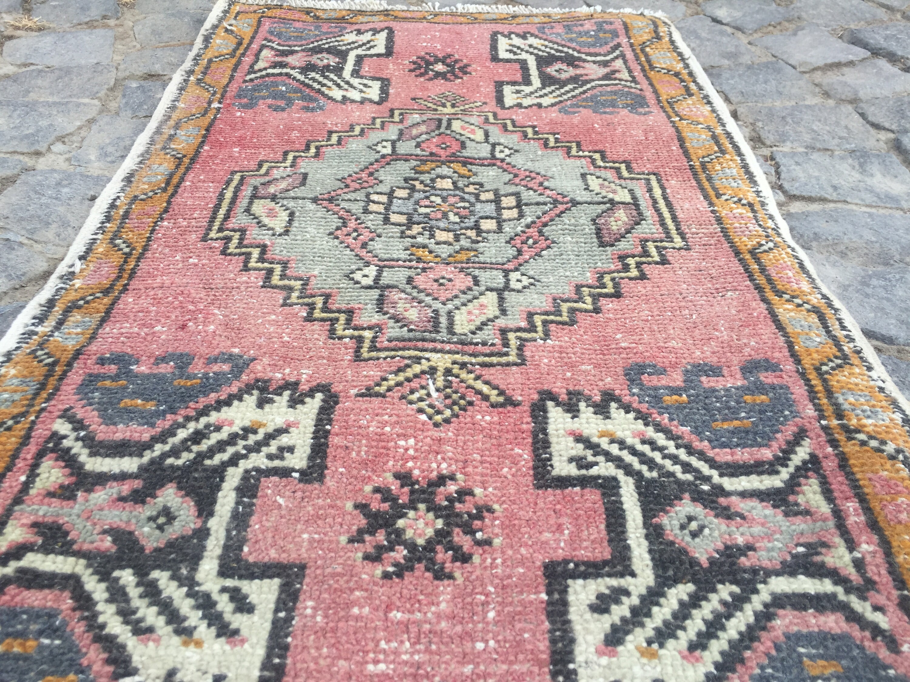 Vintage door mat 1'9 x 2'12 ft oriental Etsy