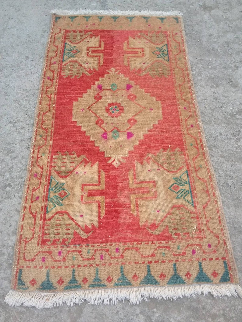 Small Vintage Bathroom Rug Small Turkish Rug FREE SHIPPING Etsy
