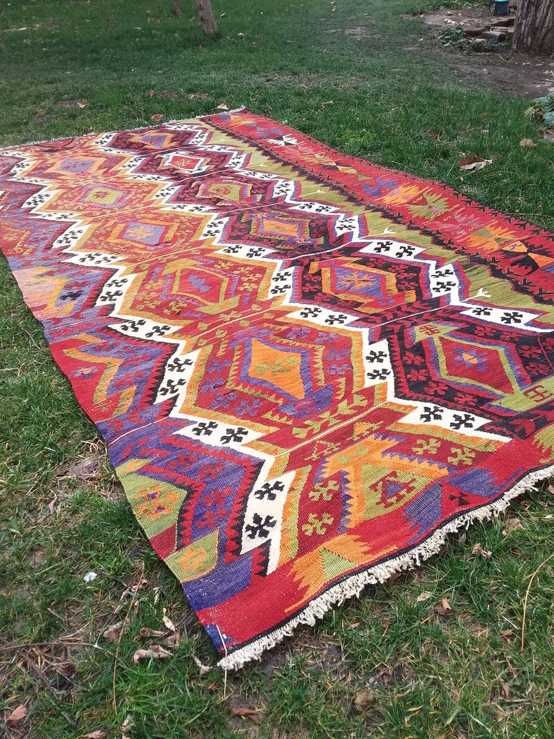 Bohemian Turkish Vintage Kilims Rug Handmade Turkish Kilims Etsy