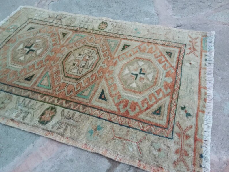 Vintage Kleine Teppich T U00fcr Matte Teppich Oushak Bettseite