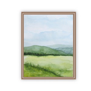 Landscape Painting, Meadow Landscape, Calm Art Wall Decor, 11x14, 8x10, 5x7, 4x6 Print, Minimalist Nature Art Print