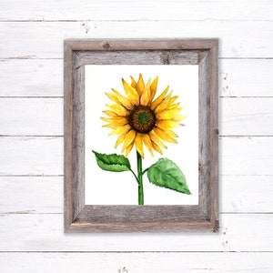 Watercolor Sunflower Painting, Abstract Flower Print, Floral Art Wall Decor, 11x14, 8x10, 4x6, 5x7 Print,