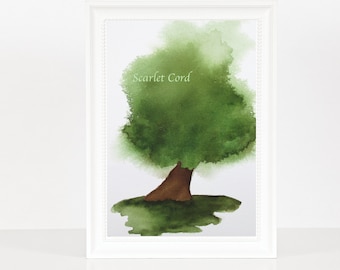 Green Tree Aquarelle Print, 11x14, 8x10, 5x7, 4x6, Print, Abstract Minimalist Tree Print. Art mural enfant