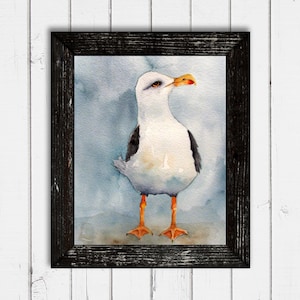 Sea Gull Watercolor Print, Coastal Bird Print, 4x6, 5x7, 8x10, 11x14 Print, Beach Painting, Nautical Theme,